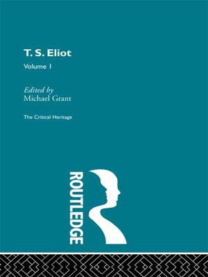 cover image of T.S. Eliot Volume I